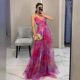 Imogen | Elegantes Maxikleid – Lila/Rosa