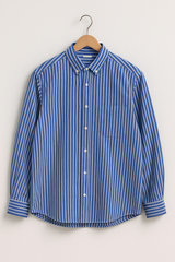 Isaac Hemd mit Streifenmuster Langarm – Blau