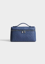 Sling Clutch Handtasche Damen – Vegane Clutch Tasche mit Straußenprägung – Dunkelblau