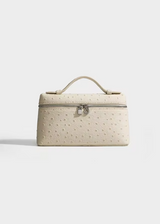 Sling Clutch Handtasche Damen – Vegane Clutch Tasche mit Straußenprägung – Aus Weiß