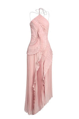 Sancia - Gestuftes Midikleid mit Rüschen – Rosa