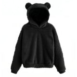 Stylischer bären-kapuzenpulli - janelle – Schwarz