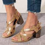 Elarian – Vintage-Sandalen mit Blockabsatz – Khaki