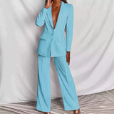 Bryanne - Klassisches Kostüm-Set für Damen – Hellblau
