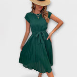 Claire | Lässiges Plisseekleid – Dunkelgrün