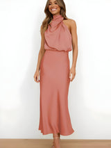 Carris | Elegantes Satinkleid – Rosa