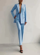 Marva - Damen Blazer‑Hosen‑Set – Hellblau