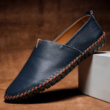Charles - Elegante Leder-Slipper für Herren – Blau