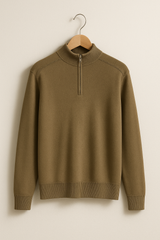 Jacob Strickpullover mit Reißverschluss – Beige