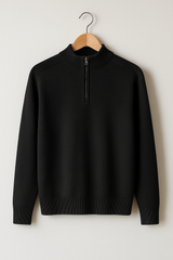 Jacob Strickpullover mit Reißverschluss – Schwarz