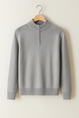 Jacob Strickpullover mit Reißverschluss – Grau