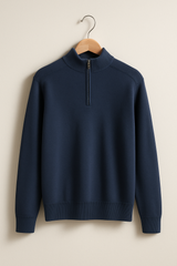 Jacob Strickpullover mit Reißverschluss – Marineblau