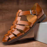 Herren Sandalen | offene Form mit Riemen – Kastanienbraun