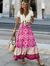 Jesallie – Rock mit Boho-Ethno-Print – Rosa