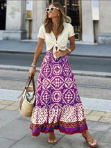 Jesallie – Rock mit Boho-Ethno-Print – Lila