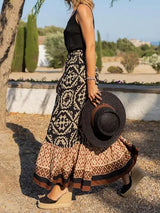 Jesallie – Rock mit Boho-Ethno-Print – Schwarz