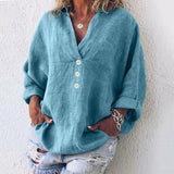 Jennifer | Elegante und stilvolle Bluse mit Puffärmeln – Blau