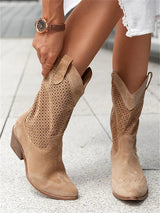 Jessica - Weiße Cowboystiefel für Damen – Braun
