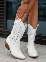 Jessica - Weiße Cowboystiefel für Damen – Weiß