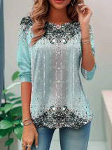 Jessika | Elegantes Loose Fit Pailletten Top – Hellblau