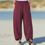 Nicole - Leichte Baumwollhose für Damen – Rotwein