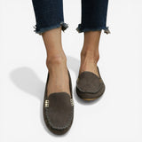 Friederike | Damen Flache Slipper Büro – Flache Büroschuhe Slipper Komfort 2026 – Grau