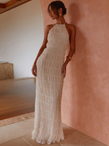 SOLÈNE TEXTURE MAXIKLEID – Creme