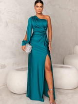 ANNA SATINNIGHT MAXIKLEID – Teal
