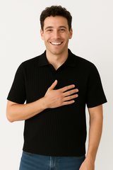 Jozef Strick-Poloshirt mit Kurzarm – Schwarz