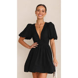 Elegantes ärmelloses Minikleid – Veganer Leder-Look – Schwarz