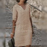 Ariora – Stilvolles bedrucktes knielanges Kleid – Braun