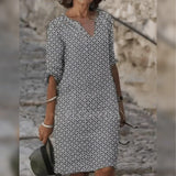 Ariora – Stilvolles bedrucktes knielanges Kleid – Grau
