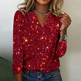 Julia | Stylischer Pullover mit V Ausschnitt – Rot