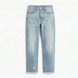 Vivara™ – Vintage-inspirierte, cropped Straight Leg Jeans mit Fransen – Hellblau