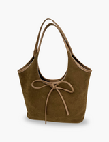 Wildledertasche mit Schleife – Braun