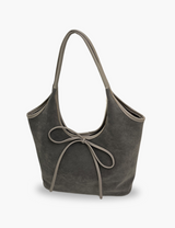 Wildledertasche mit Schleife – Grau