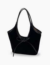 Wildledertasche mit Schleife – Schwarz