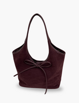 Wildledertasche mit Schleife – Bordeauxrot