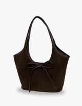 Wildledertasche mit Schleife – Kaffeebraun