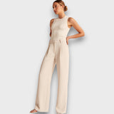 Alva – Weite Hose mit hoher Taille – Beige