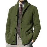 Klassische gestrickte herrenjacke mit knöpfen – Grün