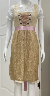 Damen Traditionell Midi Oktoberfest Dirndl Kleid – Beige/Creme