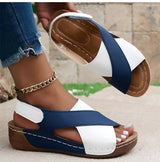 Nia - Orthopädische Damen-Sandalen mit Kreuzriemen und Klettverschluss – Blau