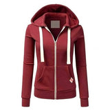 Andrea | Karierter Winter-Hoodie mit Reißverschluss – Rot