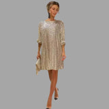 Karolin | Glitzerndes Pailletten Minikleid – Sekt
