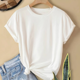 Karolin | Weiches bequemes lässiges T Shirt – Weiß