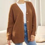 Damen-Cardigan mit Knopfleiste | Lässig – Braun