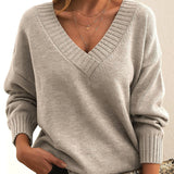 Susa – gestrickter damenpullover aus kaschmir mit v-ausschnitt – Beige