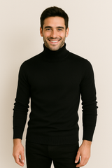 Kasper Rollkragenpullover mit Feinstrick – Schwarz
