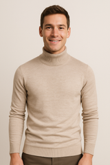 Kasper Rollkragenpullover mit Feinstrick – Beige